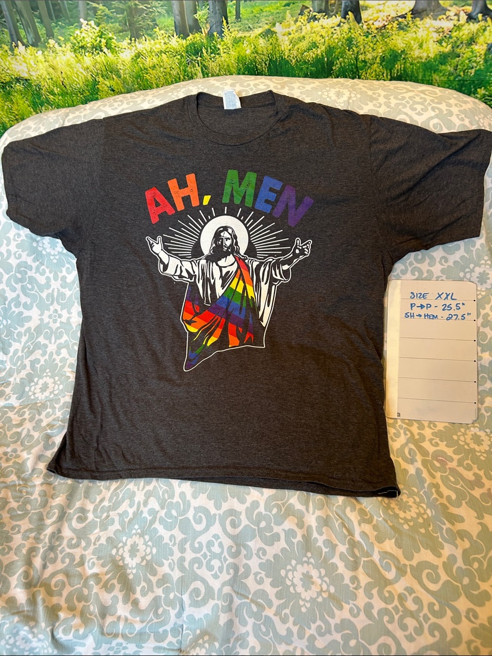 Ah, Men Rainbow Graphic Tee - Dark Gray